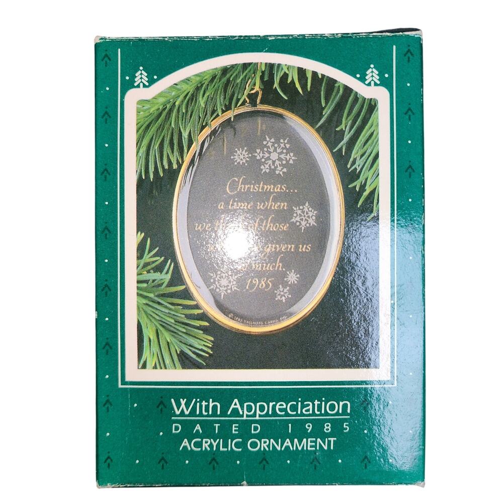 1985  hallmark Keepsake acrylic ornament with appreciation with box